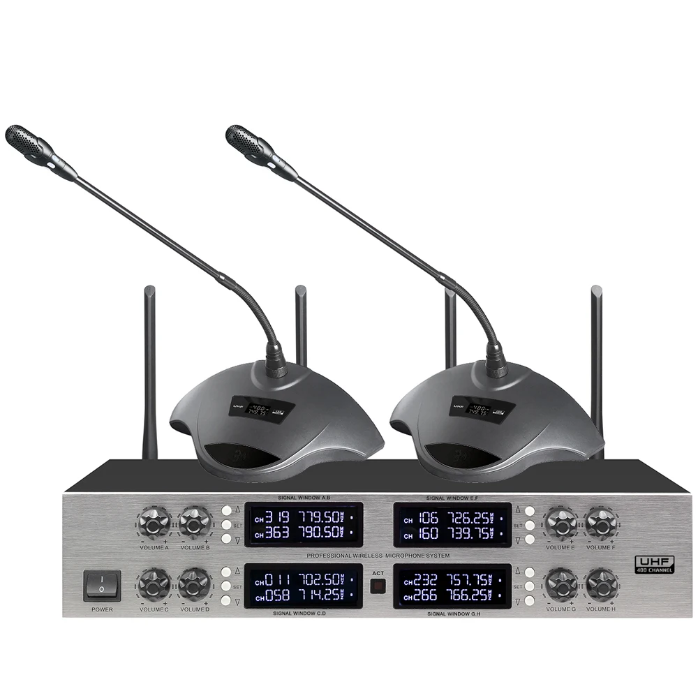 

Pro 400 Channel CCS900 Discussion Digital Wireless Microphone with 8 Cardioid Desktop Gooseneck Mics System 8 Handheld Headset