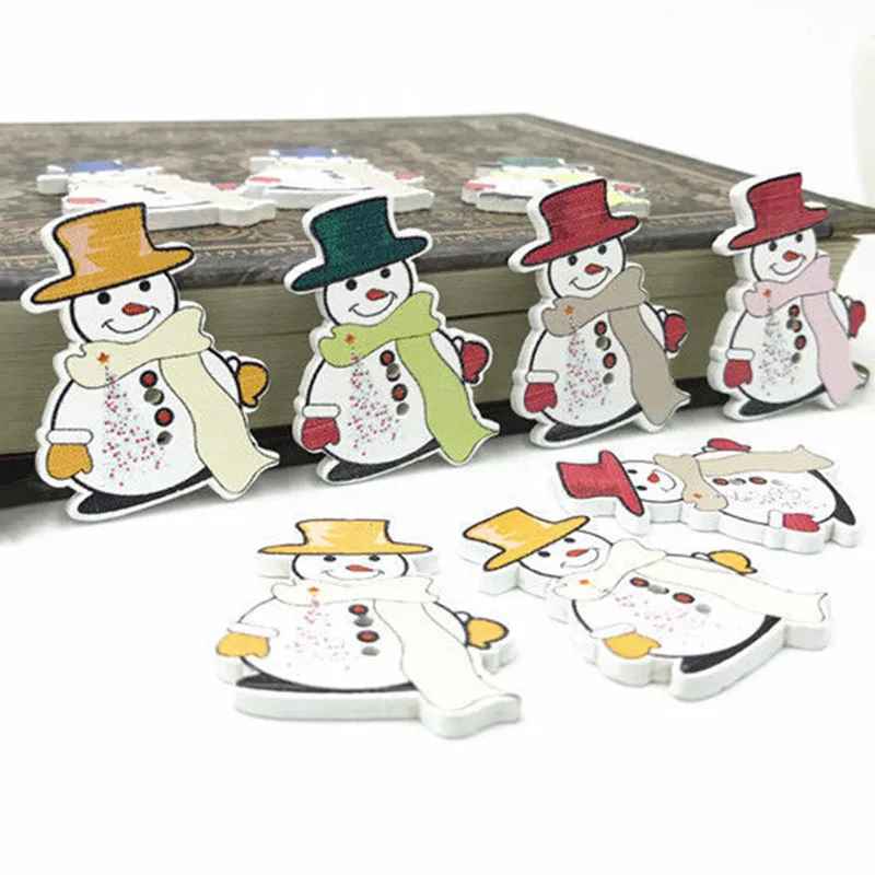 Деревянные пуговицы Снеговик для рукоделия 80 шт. рождественские украшения шитье