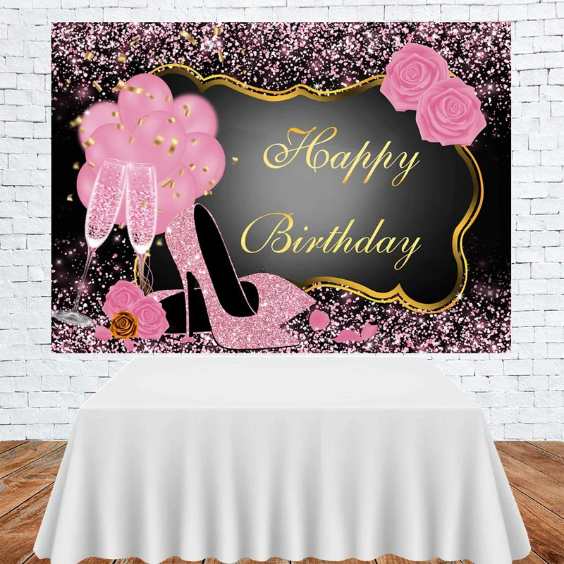 Милый розовый фон для дня рождения розовые Блестящие Блестки высокие каблуки