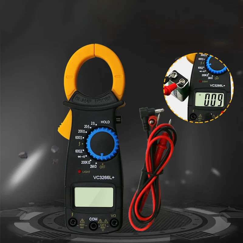 

AAA Battery Powered DT3266L Digital Clamp Meter Multimeter DC and AC Voltage Current Resistance Tester Mini Ammeter