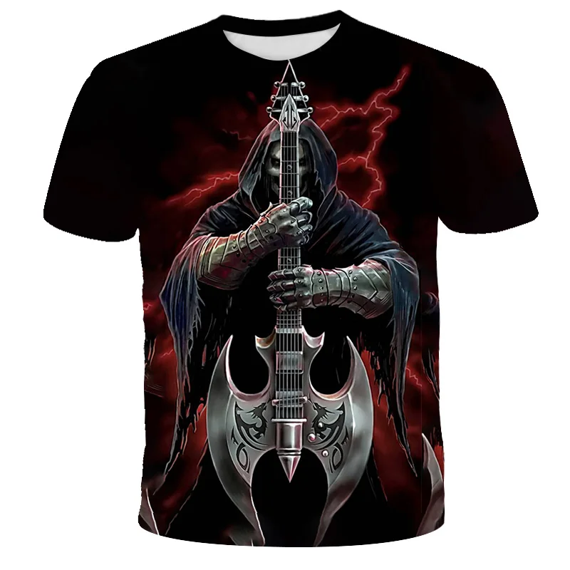 

Kids Tshirts Boys 5years Fashion Summer T-Shirt Child 2021 3D Skull Printing Men's Skull Breathable Streetwear Printing 4-14y