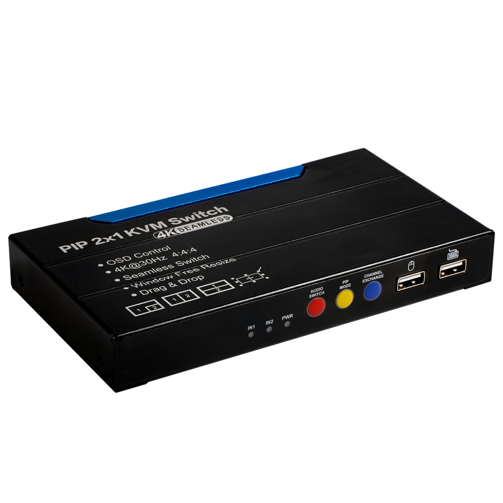 MiraBox HSV585 2x1 Seamless HDMI Switch 4K PIP Multi-viewer Support Window Free Resize and Drap & Drop Audio Extractor