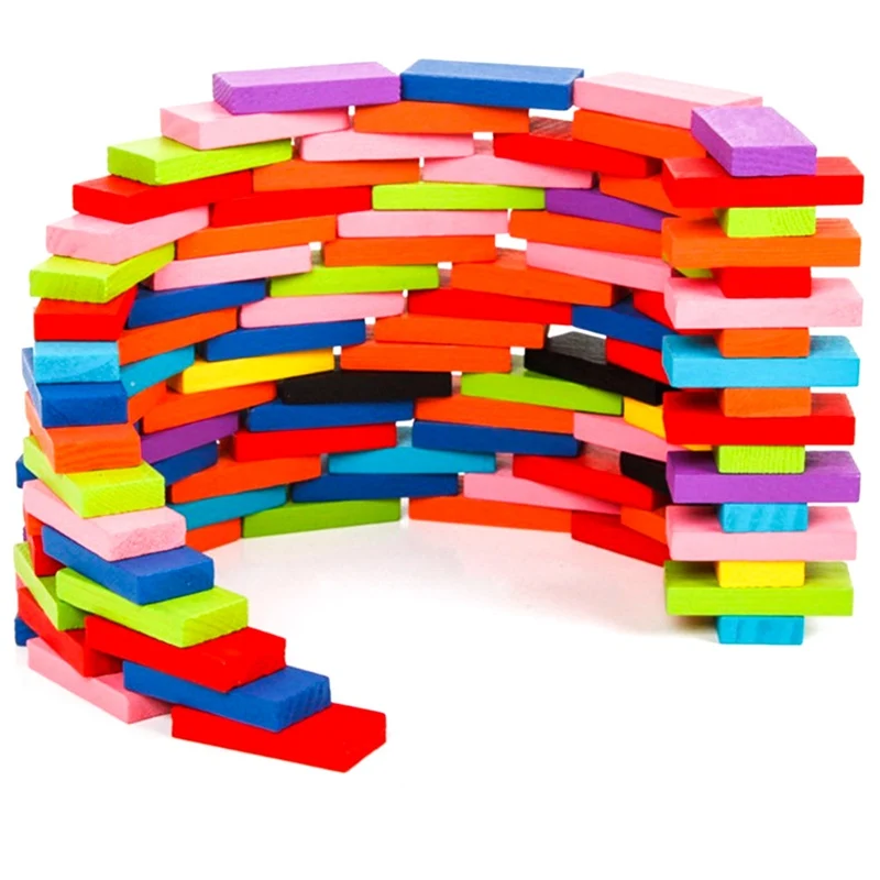 

120pcs/set Domino Toys For Children Wooden Toys Colored Domino Blocks Kits Early Learning Dominoes Games Educational Toys Gifts
