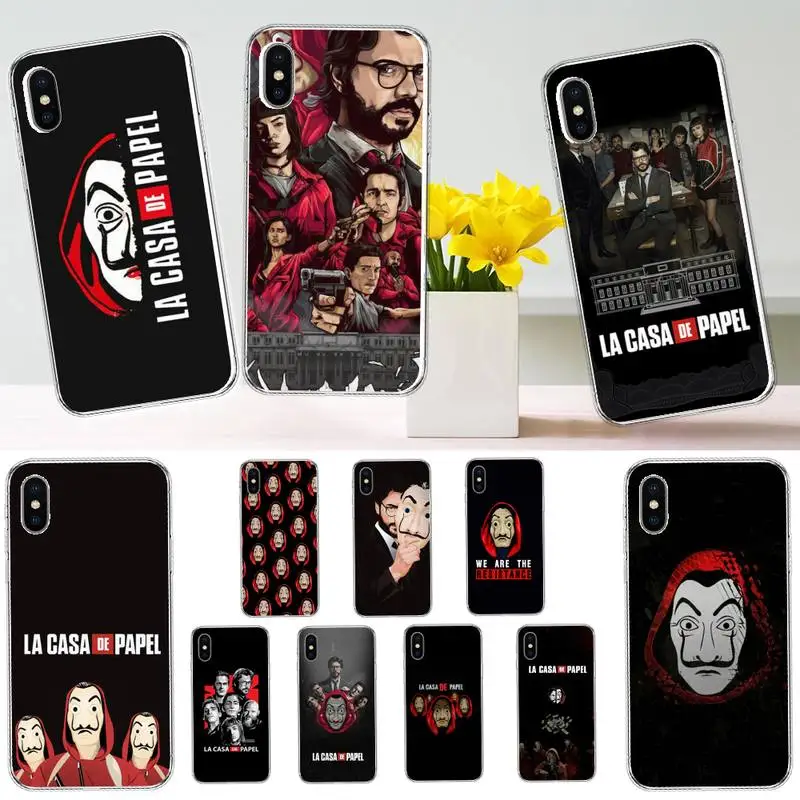 

La Casa de papel Money Heist House Paper Phone Case Transparent soft For iphone 12 11 13 7 8 6 s plus x xs xr pro max mini