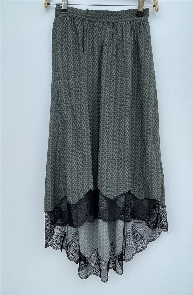 

Женская кружевная юбка из 100% вискозы с буквенным принтом, кружевная юбка с поясом на резинке, осенние женские Асимметричные миди-юбки 2021