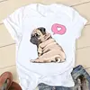 Women Sweet Love Pug T-shirts Ladies Fashion Clothing Short Sleeve Cartoon Clothes Spring Summer Female Tee Graphic Tshirt 1