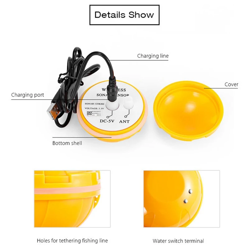 

Rechargeable Wireless Real Waterproof Fish Finder Monitor Wireless Sonar Wired Transducer Echo Sounder Fishing Equipment