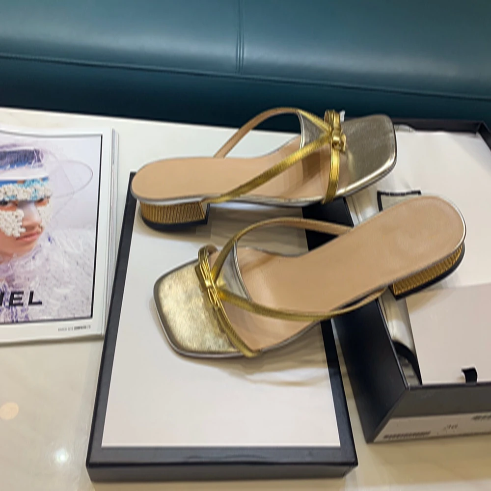 Модные дизайнерские женские шлепанцы роскошная Брендовая обувь из натуральной