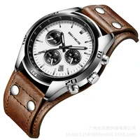 casual sport watches for men blue top brand luxury military leather wrist watch man clock fashion chronograph wristwatch