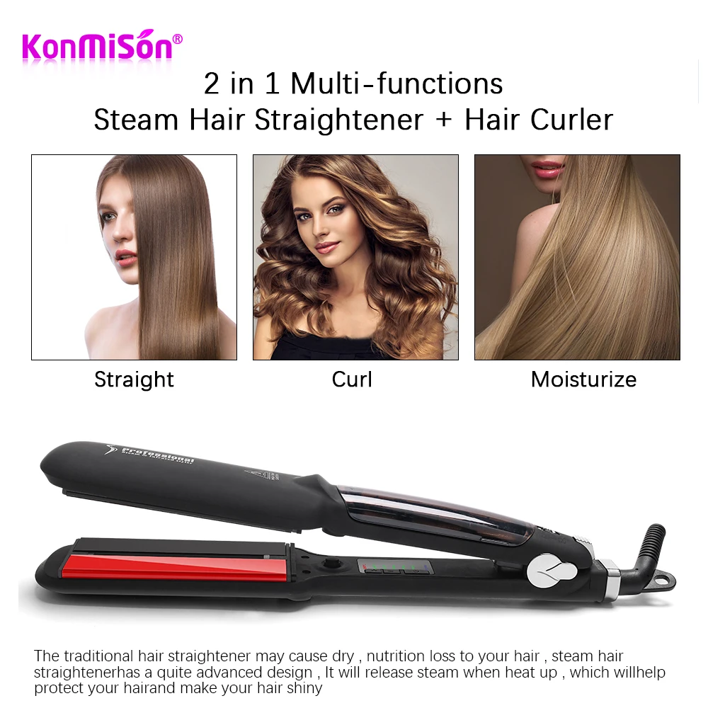 

Professional Steam Hair Straightener Steam Iron Professional Hair Iron Salon Steampod Iron Steamer Hair Styling Tool Hair Curler