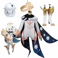 genshin impact cosplay paimon outfit party dress uniform anime wig cosplay costume cute kawaii halloween costumes for women girl