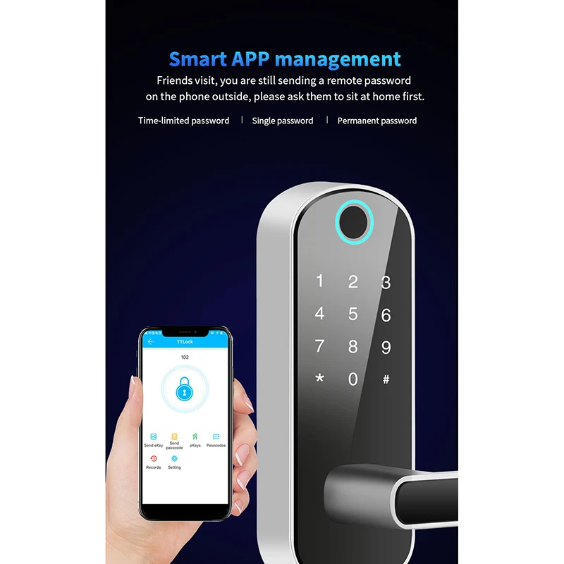 Цифровой Bluetooth Смарт дверные замки отпечатков пальцев код Wifi карта безопасности дверной замок Офис дистанционное управление AI Звук управление