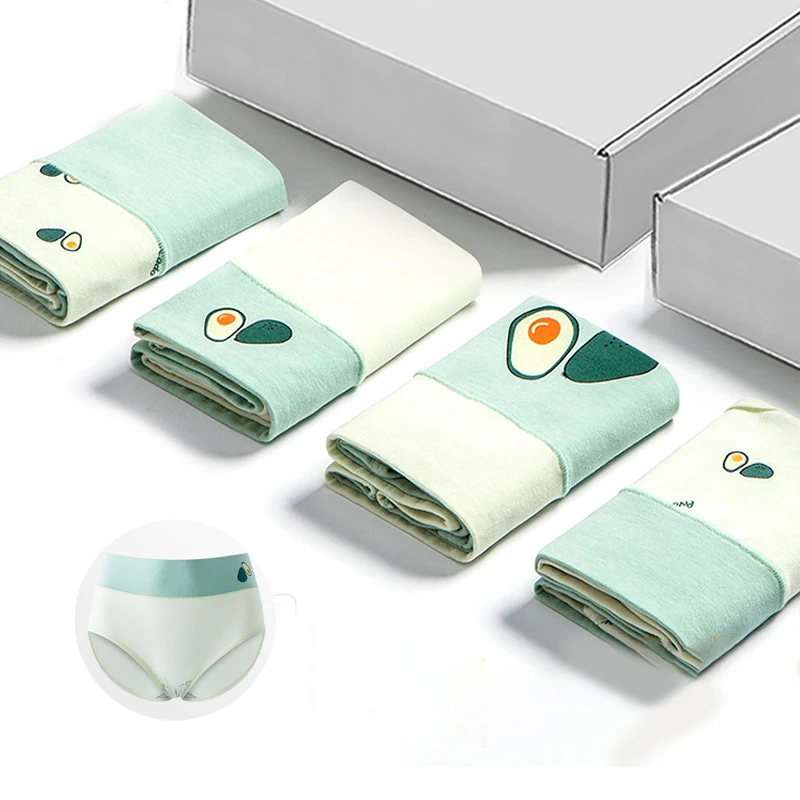 

High Waist 4Pcs Women's Panties Cotton Plus Size M-5XL Body Slim Underwear Cute Print Girls Seamless Briefs Sexy Female Lingerie