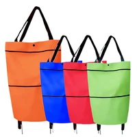 2 in 1 foldable shopping cart collapsible two stage zipper folding shopping bag with wheels foldable shopping cart in stock