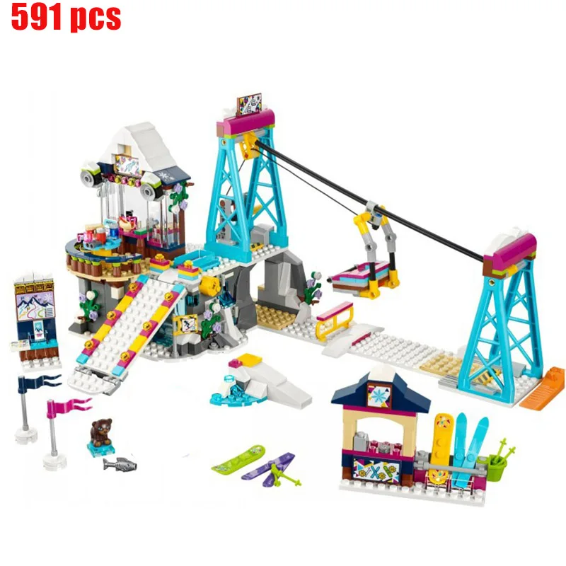 

591pcs City Snow Resort Ski Lift Building Blocks Bricks Friends Series Compatible 10732 Children Toys Girls Christmas Gift