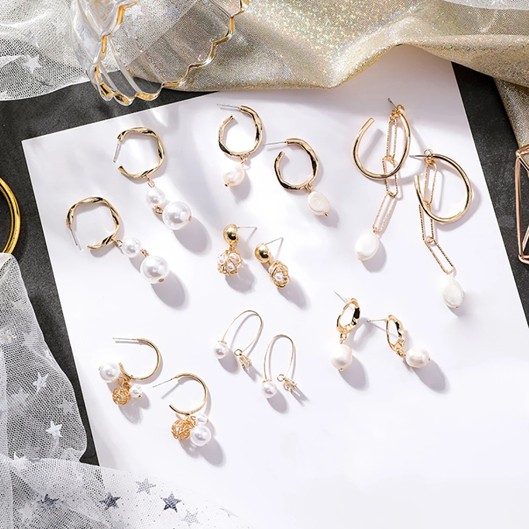 Женские серьги кольца с жемчугом|Серьги-подвески| |