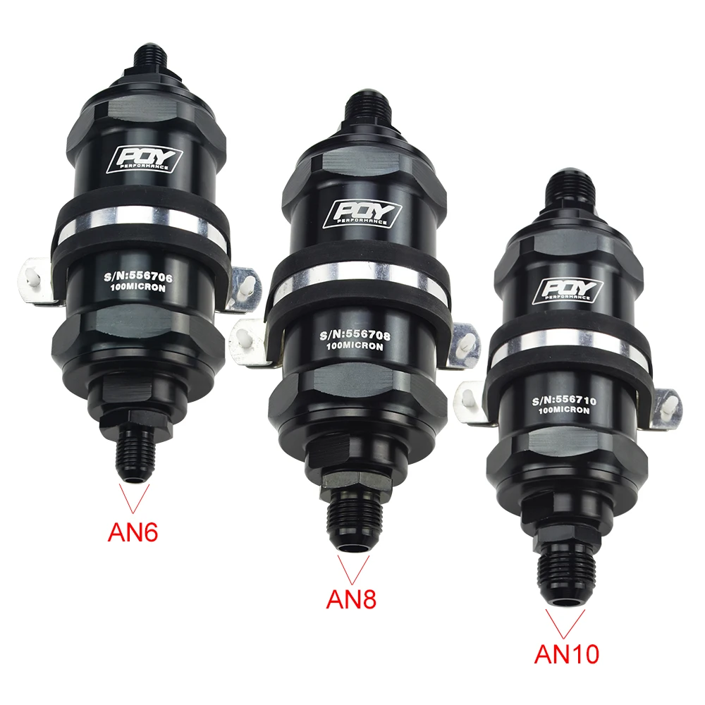 WLR RACING-PQY черный AN6/AN8/AN10 встроенный топливный фильтр E85 этанол с 100 микрон элемент из нержавеющей стали и стикер PQY