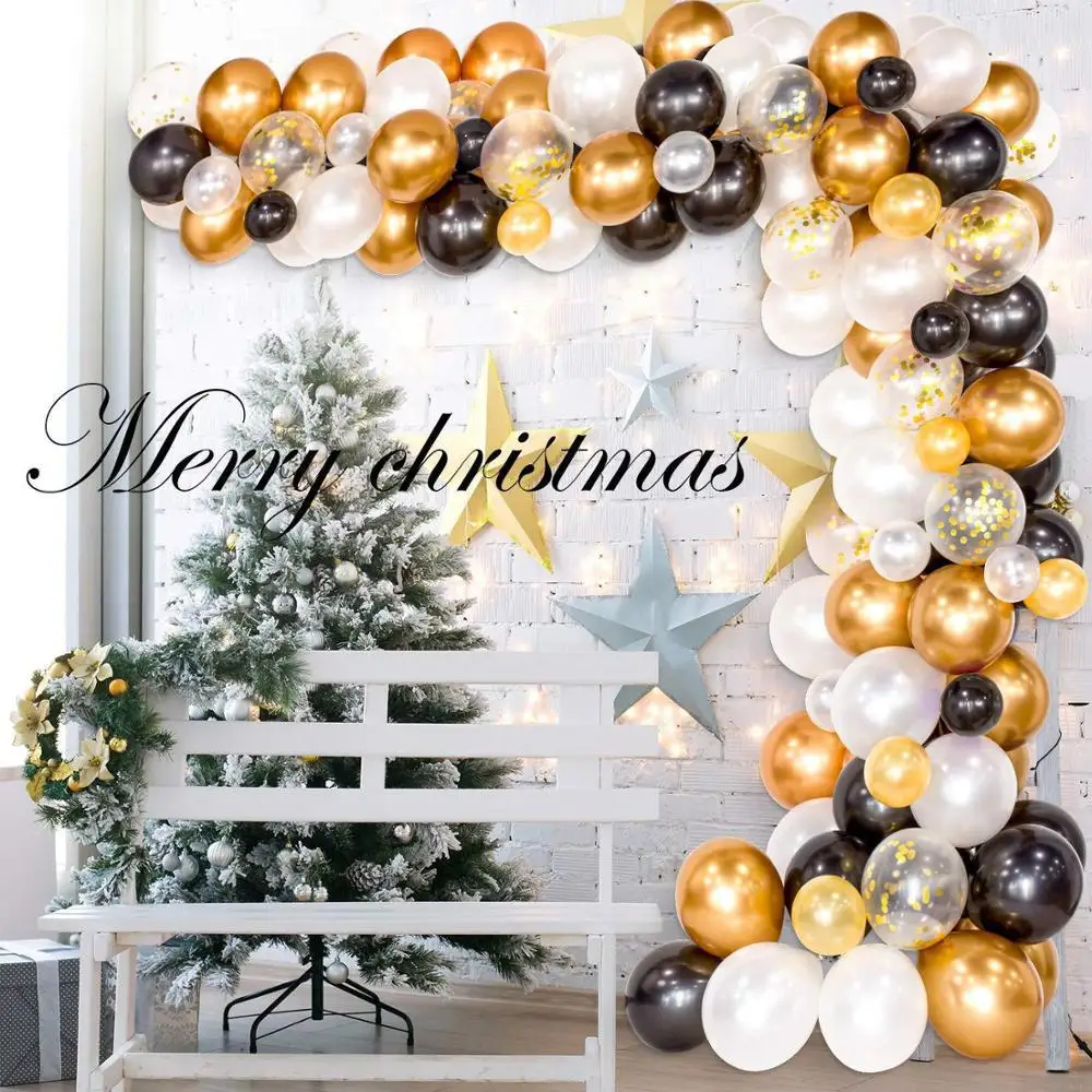 

120pcs/set Classic black gold latex balloons Birthday Party Decoration balloons chain room festive party supplies