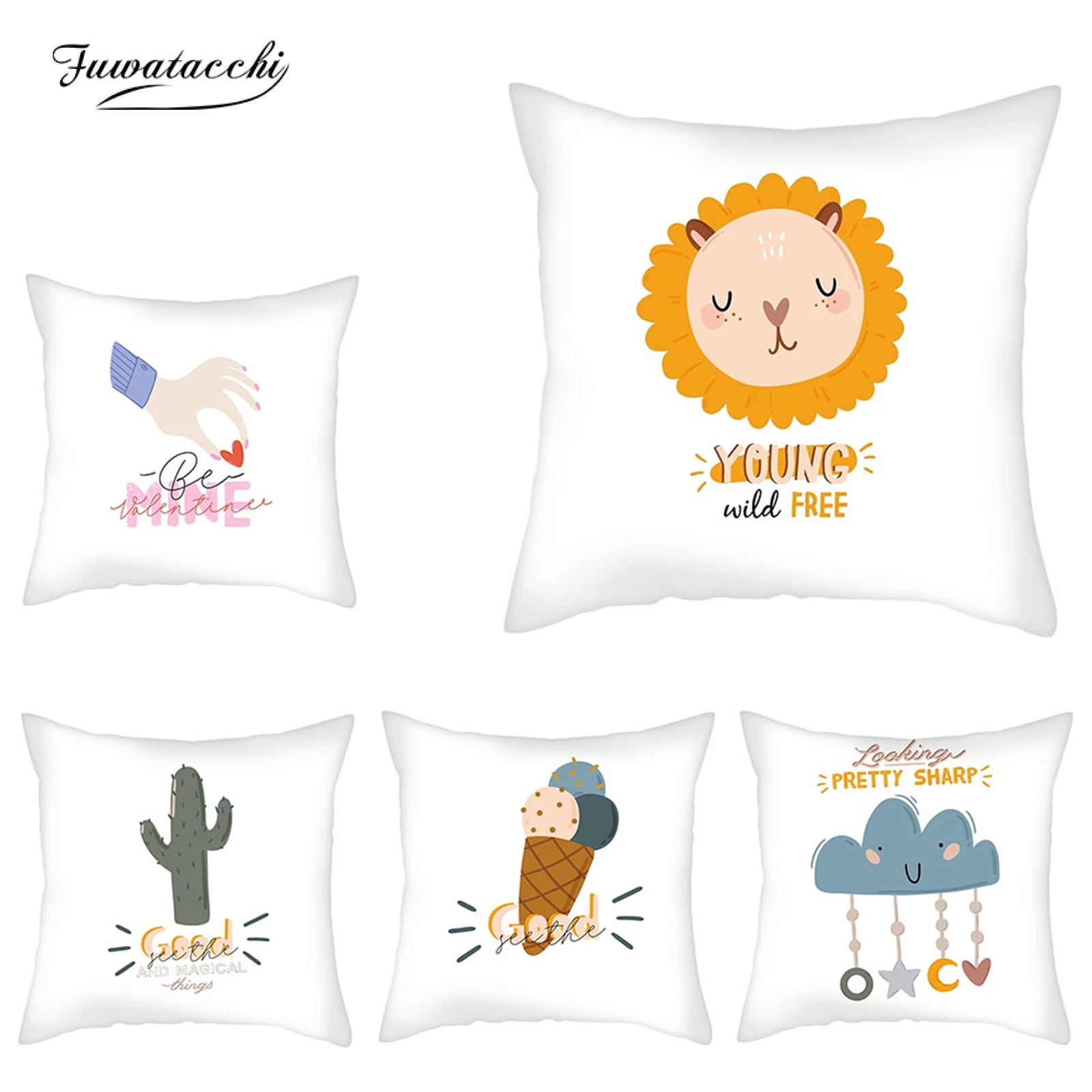 

Fuwatacchi Cute Cartoon Printed Cushion Cover 45*45 Pillowcase Sofa Cushions Pillow Cases Polyester Home Decor Pillow Covers New
