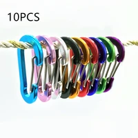 10pcs m6 aluminum alloy carabiner keychain outdoor camping climbing snap clip lock buckle hook fishing tool 9 colors