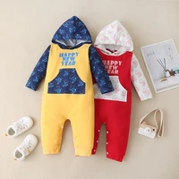 happy new year baby boy clothes letter patchwork print long sleeve hoodies baby romper festival lively baby girl clothes 0 18m