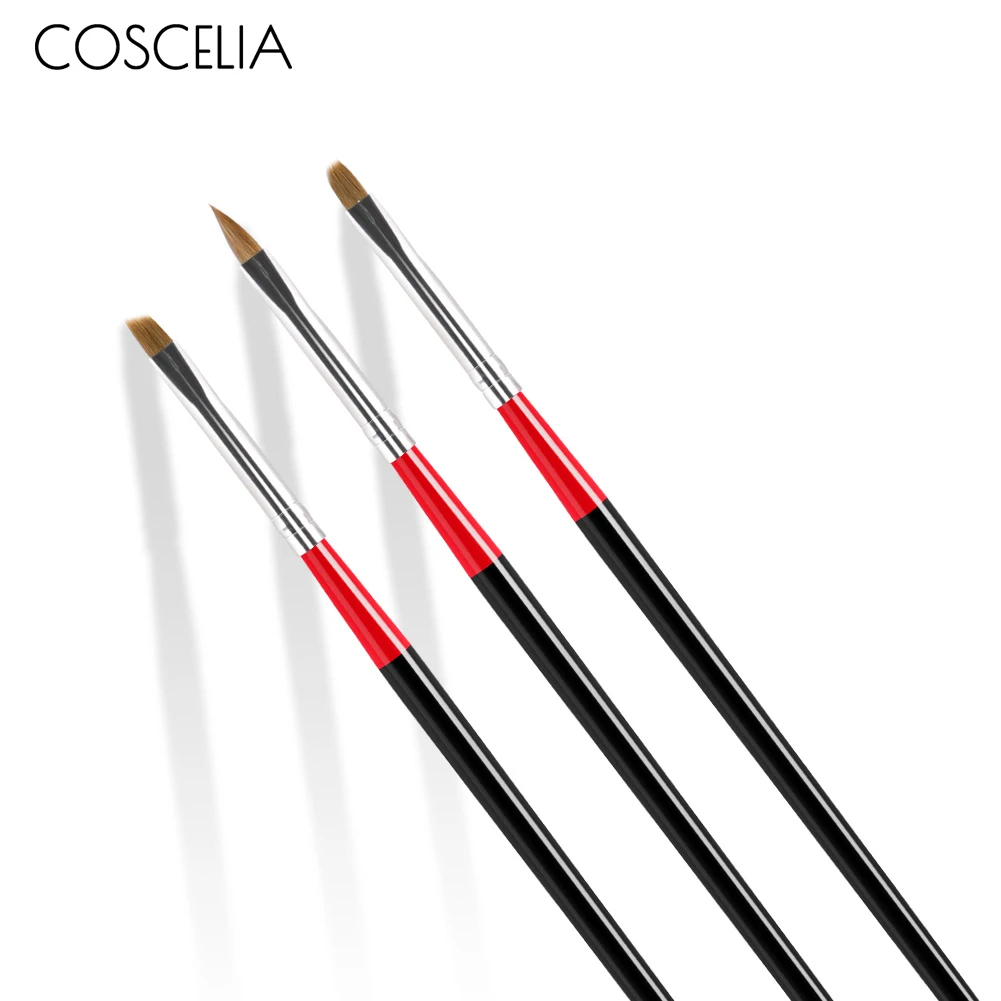 COSCELIA, кисти для маникюра, инструменты, прозрачные для ногтей, кисти для нейл-арта, для градиента, для гелевого лака, для рисования - Цвет: 3pc Nail Brush 01