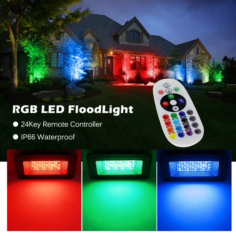 LED Flood Light 50W 100W IP66 Waterproof RGB Spotlight Outdoor Color Changing Floodlight for Party Stage Landscape Lighting | Освещение