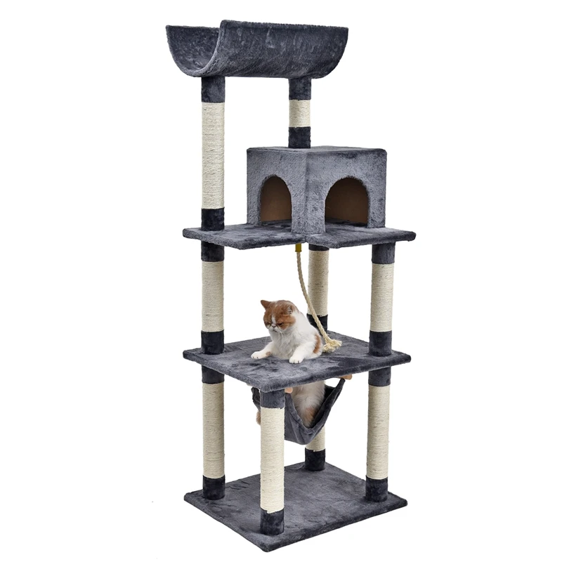 PAWZRoad Когтеточка для кошек дерево скалолазание кошка прыгающая игрушка с лестницей скалолазание рама мебель для кошек Когтеточка#0210