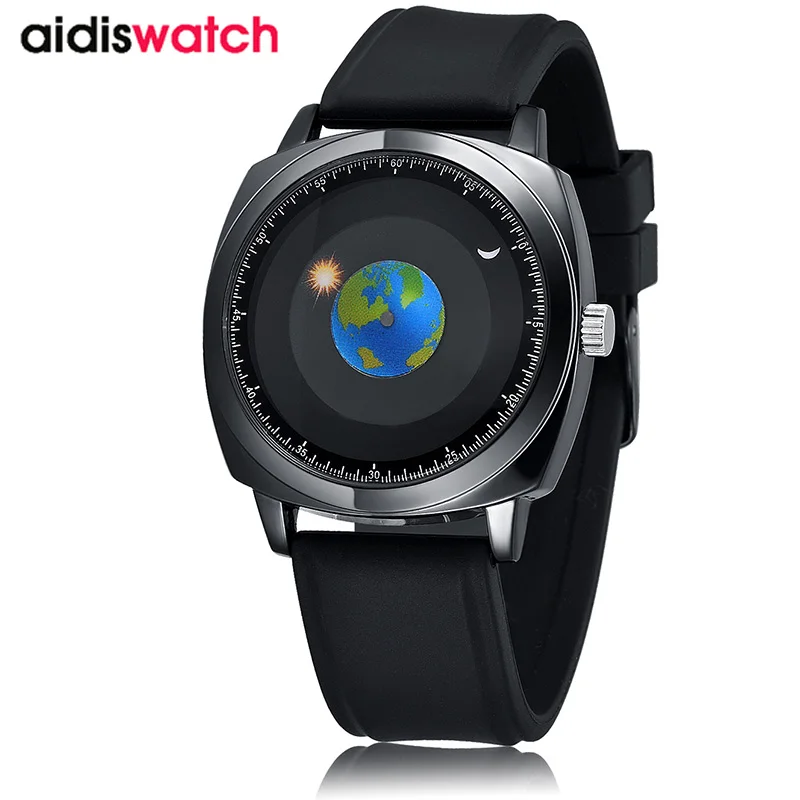 

Fashion Personality Rotation Earth Quartz Men Watch Creative Business Silicone Strap Sport Watches for Men Relogio Masculino