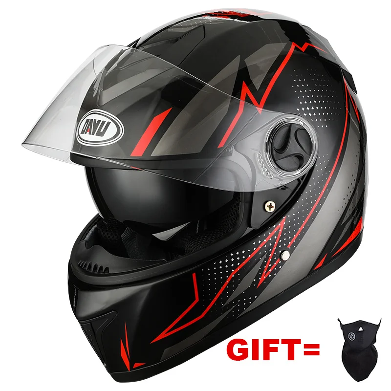 

New Matte Black Full Face Motorcycle Helmet With Dual LensRacing Casco Casque Moto Double Lens Visors For Adults Man Women