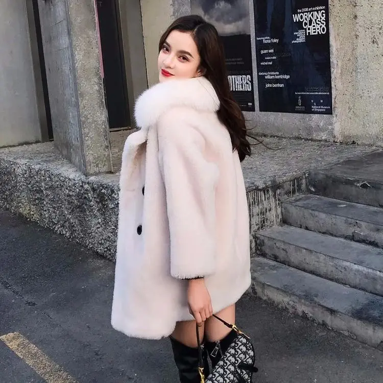 

Particle Velvet Lamb Thickened Fake Fur Coat Women Plush Fur Jacket Pink Fur Women's Winter Coat Jacket Artificial Fur Coat
