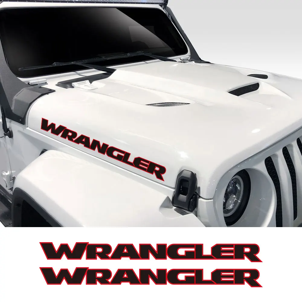 

2PCS Car Hood Cover Engine Stickers For Jeep Wrangler JK JL TJ YJ Unlimited Sahara DIY Tuning Accessories Vinyl Bonnet Decals