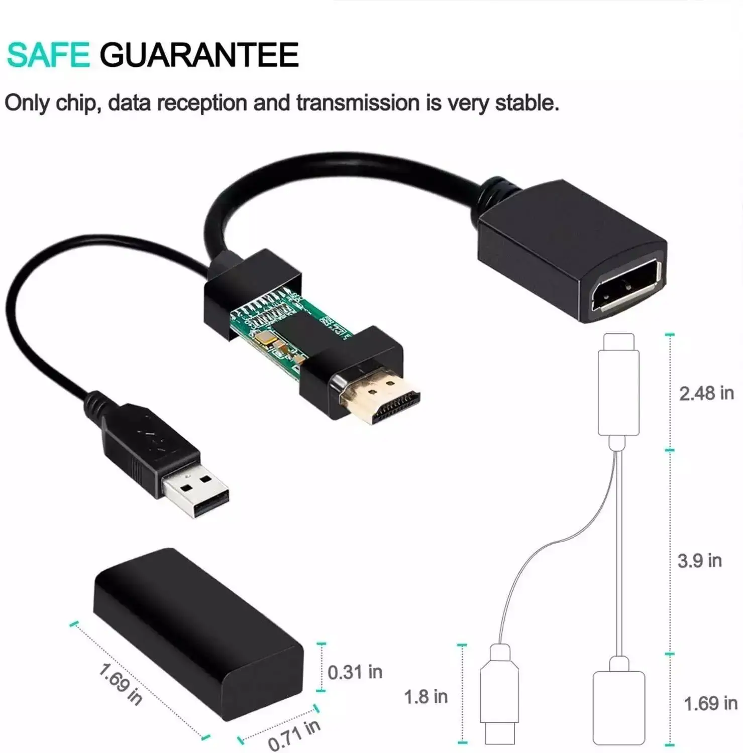 4K HDMI-совместимый конвертер DisplayPort Удлинительный кабель HDTV 1 4 до DP 2 с двойным