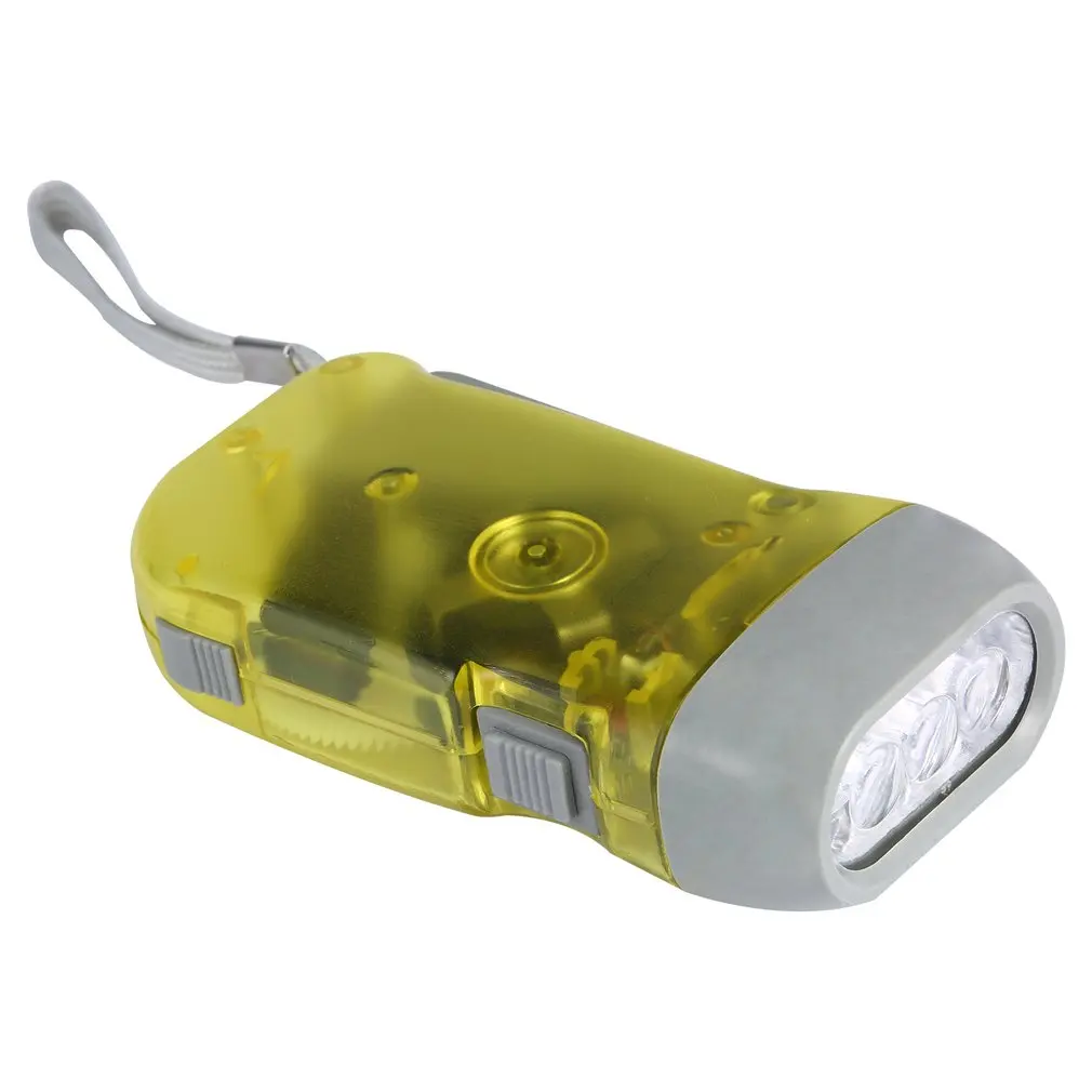 

3 LED Hand Pressing Dynamo Crank Power Wind Up Flashlight Torch Light Hand Press Crank Camping Lamp Light