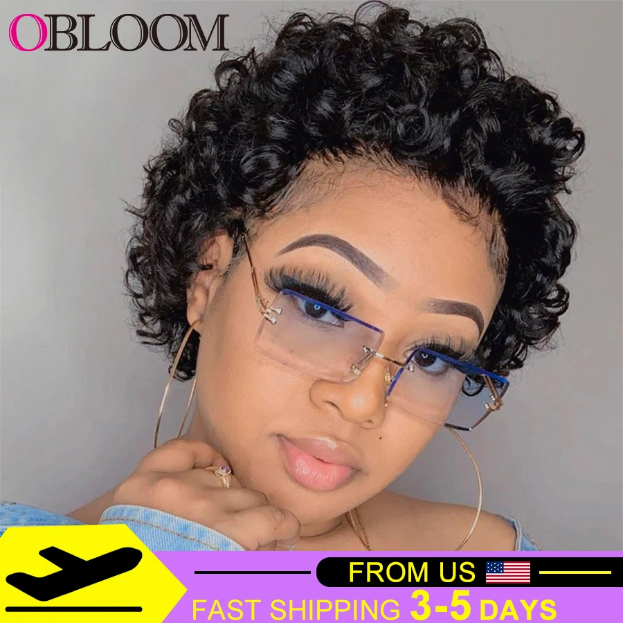 Curly Pixie Cut Wig 13x4 Lace Front Human Hair Wigs 4x4 Lace Closure Wig Short Bob Wig Pre Plucked Brazilian Wigs For Women
