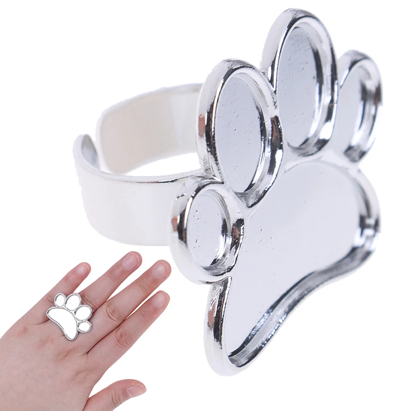 

1Pcs Nail Art Cute Foot Print Design Metal Finger Ring Palette Nail Art Tool Color Painting Pigment Holder