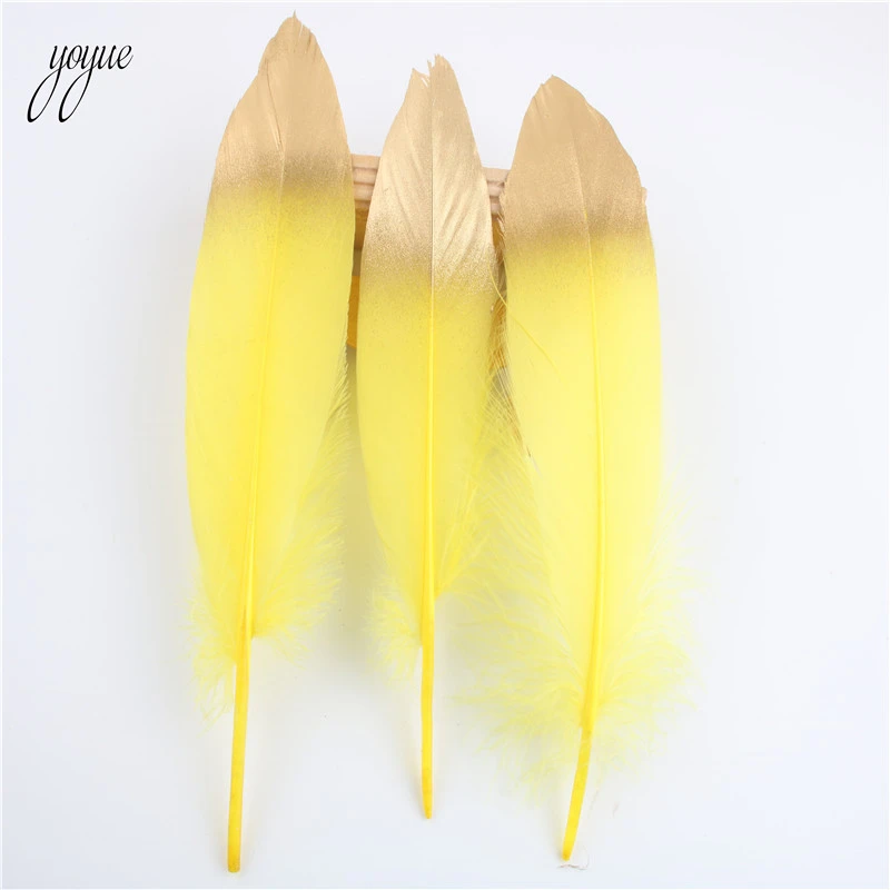 Оптовая продажа 20 шт./лот золотые гусиные перья поделки сделай сам аксессуары для