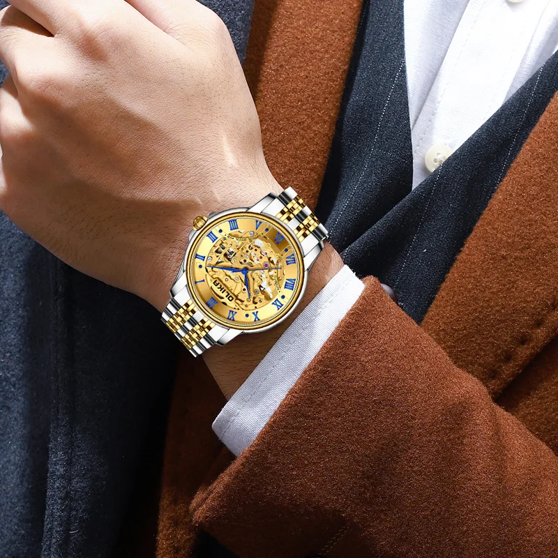 Часы наручные мужские в стальной полосе однотонные водонепроницаемые