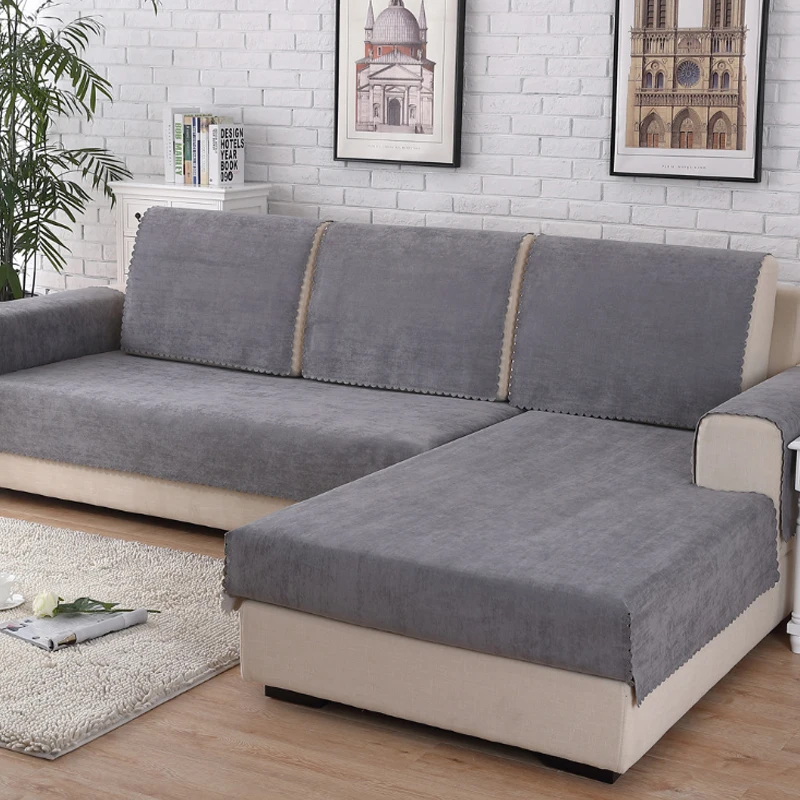 Funda de sofá impermeable, cubierta protectora antideslizante, Color gris, sólido, Universal, para sala de estar