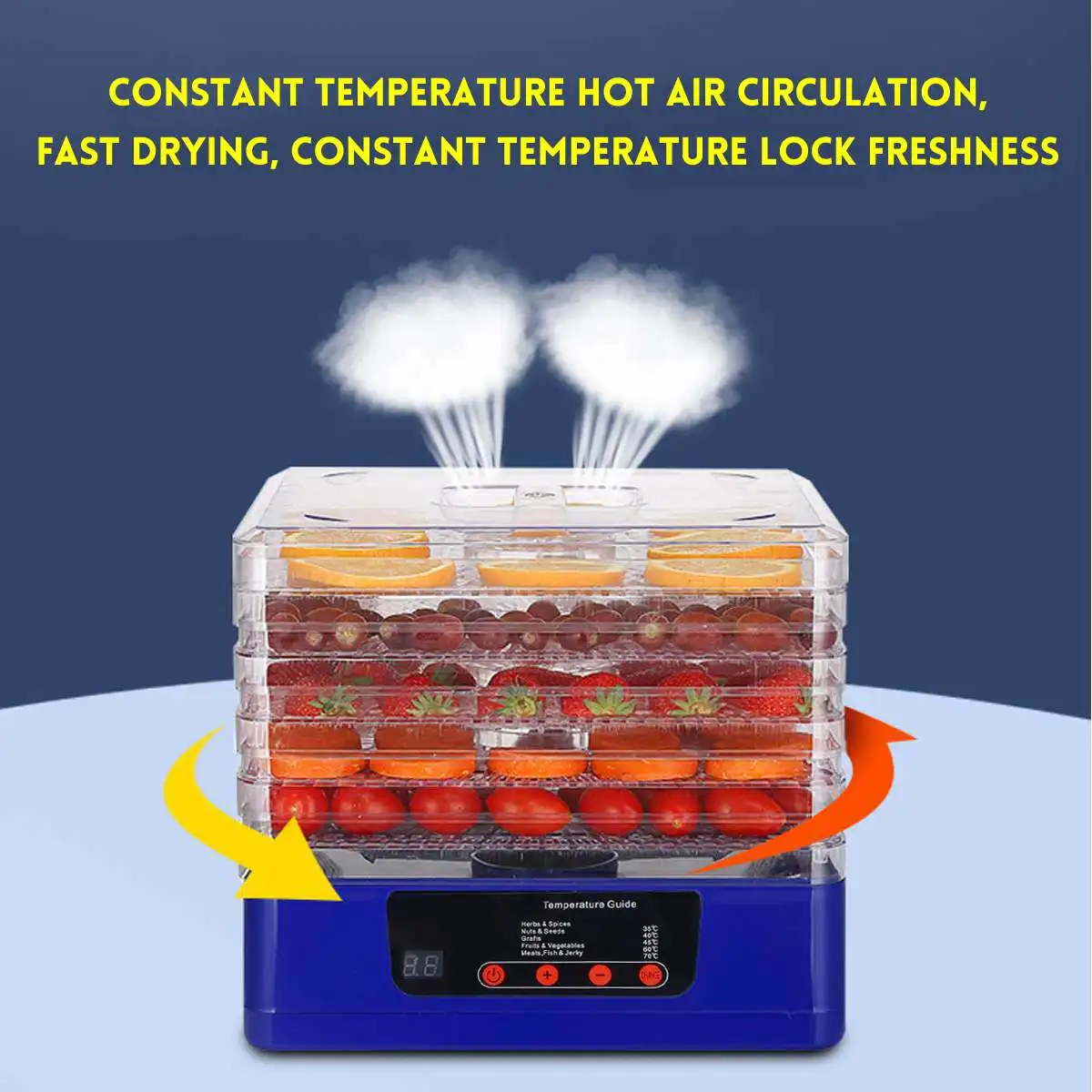 

5 Layer Food Dryer Household Smart Fruits Dehydrator With Digital Timer Temperature Control For Fruit,Vegetable,Meat Jerky,Herbs