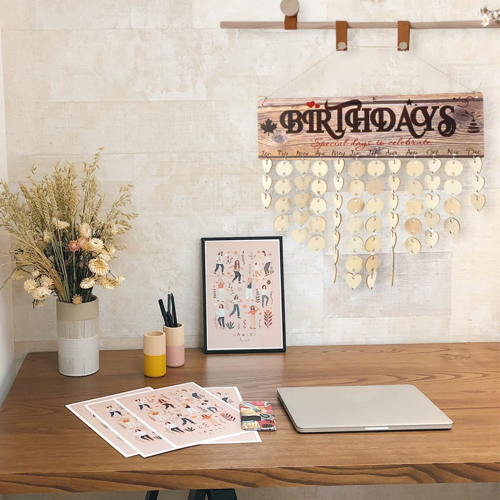 

1 Set Birthday Hanging DIY Wooden Calendar Birthday Reminder Board Plaque