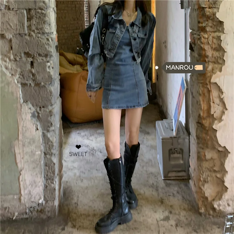 Модный женский ковбойский костюм для девушек Новинка весна-осень 2021 короткое