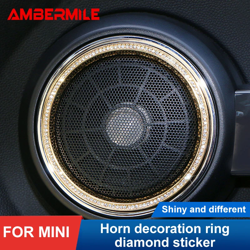 

AMBERMILE 3D Crystal Car Door Speaker Audio Decorative Circle Interior Decoration for Mini Cooper JCW F55 F56 Cabrio Accessories