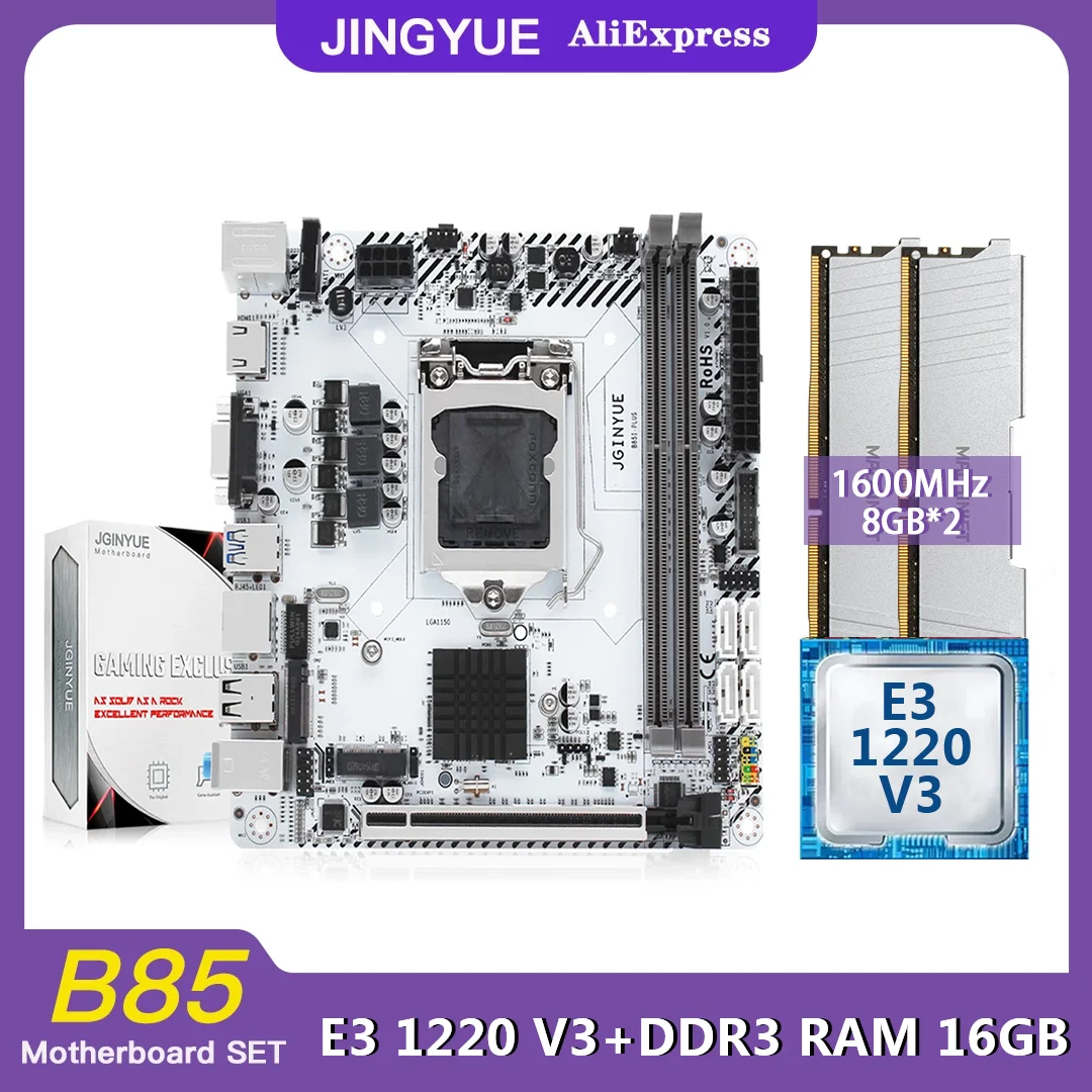 Комплект материнской платы JINGYUE B85 с процессором Xeon E3 1220 V3 LGA 1150 16 Гб (2*8 ГБ) DDR3 ОЗУ