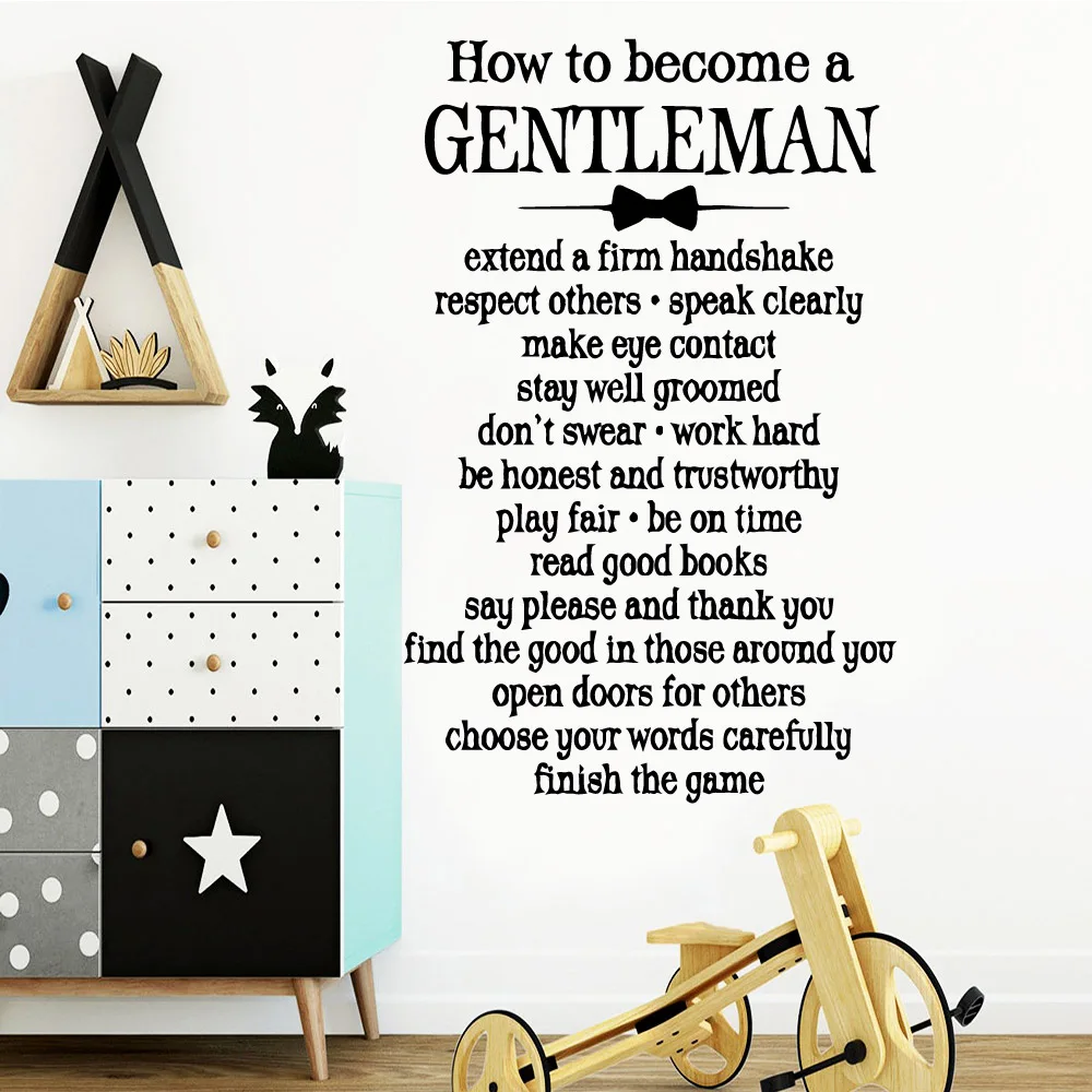 

Fashionable How to become a gentleman Wall Sticker Removable Self Adhesive Watercolo For Living Room Bedroom Mural Poster
