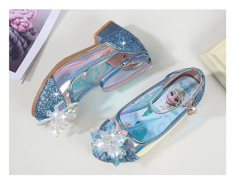 Disney/обувь с кристаллами для маленьких девочек Детская кожаная обувь принцессы
