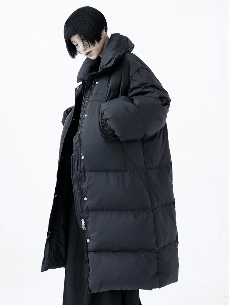 XUXI Black Cotton Clothes Women Long Over The Knee Coat Korean Long Sleeve Zipper Stitching Thicken Coat Winter 2021 E4522