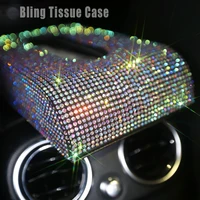 bling luxury crystal car tissue box creative diamond design auto home holder case for woman girls interior accessories