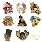 Термонаклейки для одежды термо-Стикеры для одежды Diy панк черепа горный хрусталь аппликации для куртки ПВХ патч плавкая вставка в полоску рок аппликации C