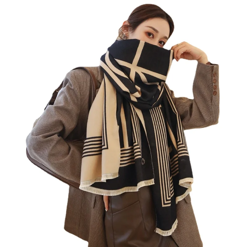 

Роскошный зимний шерстяной шарф, кашемировые толстые мягкие теплые шарфы из пашмины, Женская шаль, шарфы, зимние шарфы